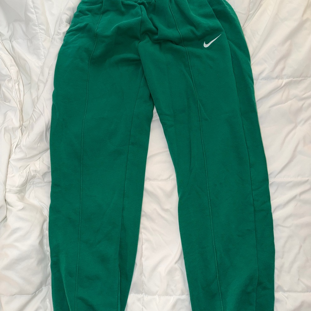 Nike Green Fleece Joggers with White Swoosh